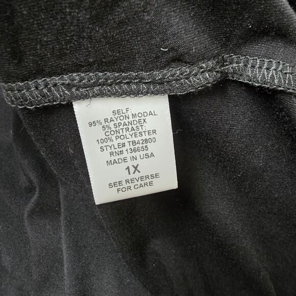 Beacon Apparel Top Womens 1X Stitchfix Blouse Cowl Neck Short Sleeve Black NWT - Picture 9 of 10
